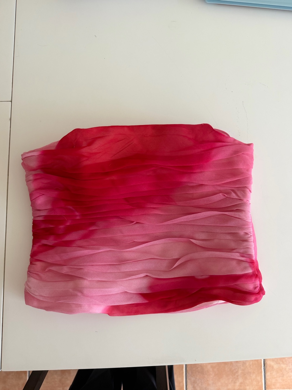 Mango Pink Ombre Pleated Chiffon Top